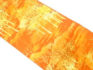 霞に木立模様織り出し　名古屋帯